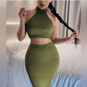 Pencil Skirt Cropped Top Bodycon Set Size M